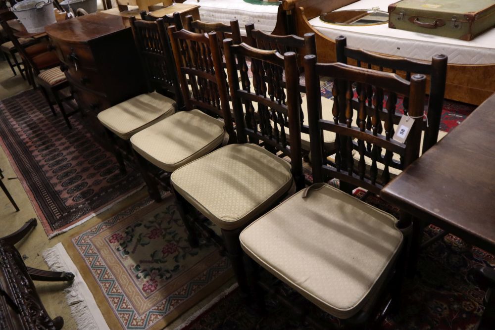 A set of eight 19th century ash rush-seat chairs